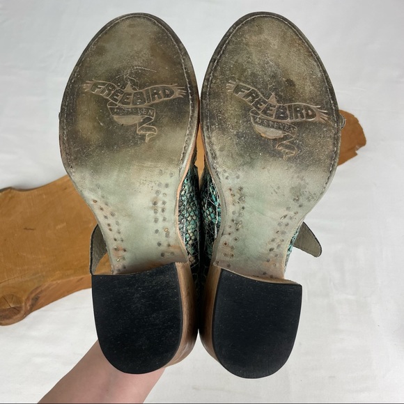 Freebird by Steven Caprice Heeled Leather Sandals Turquoise Multi Snake Size 10 - Picture 11 of 14